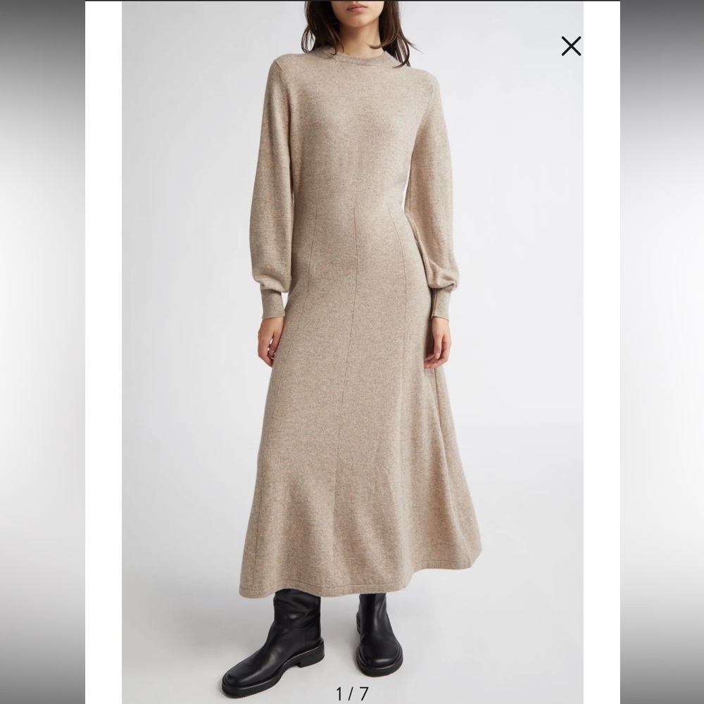 Johnstons of Elgin Long Sleeve Cashmere Dress in Ash
